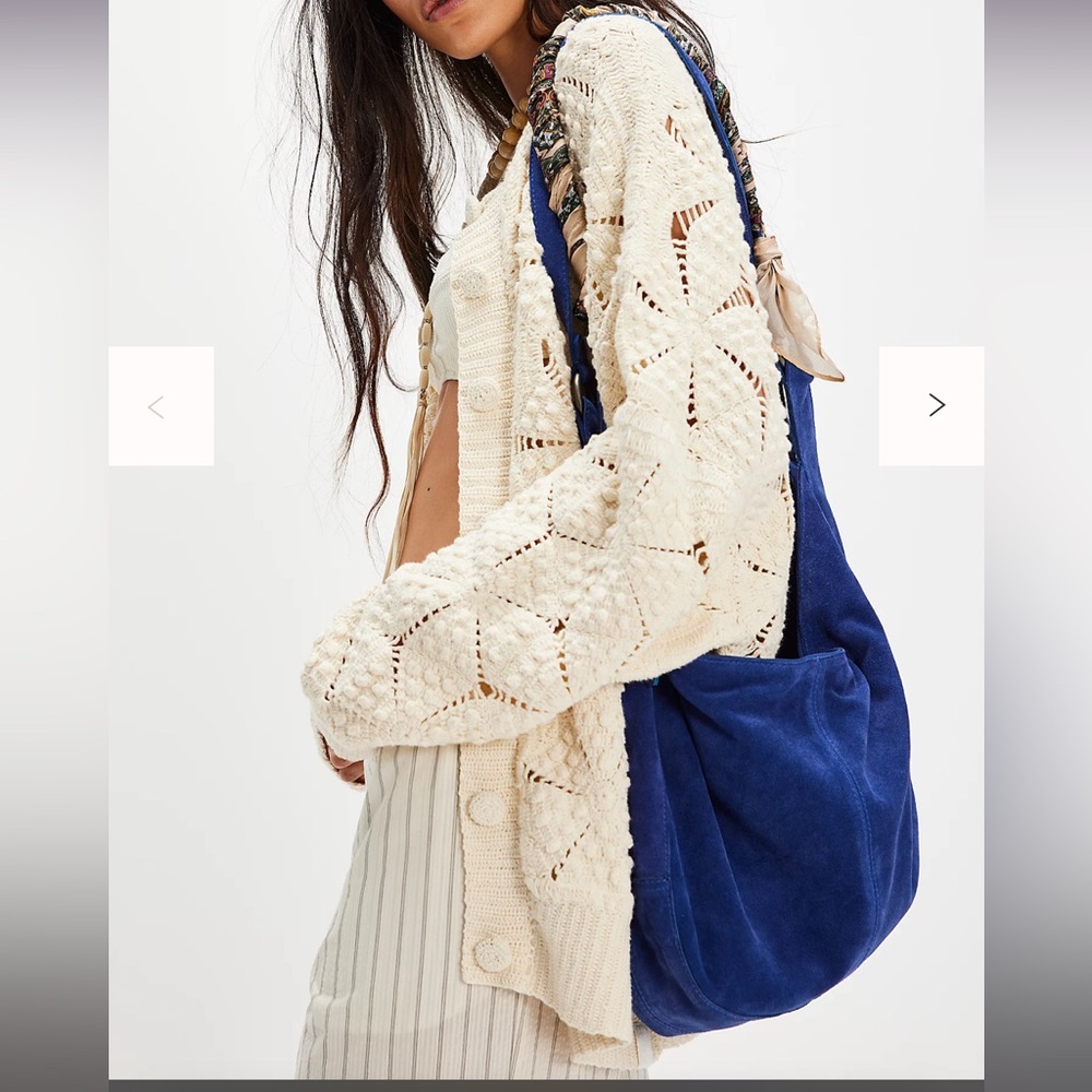 Free People Roma Suede Tote Bag Cobalt EUC - Picture 2 of 4